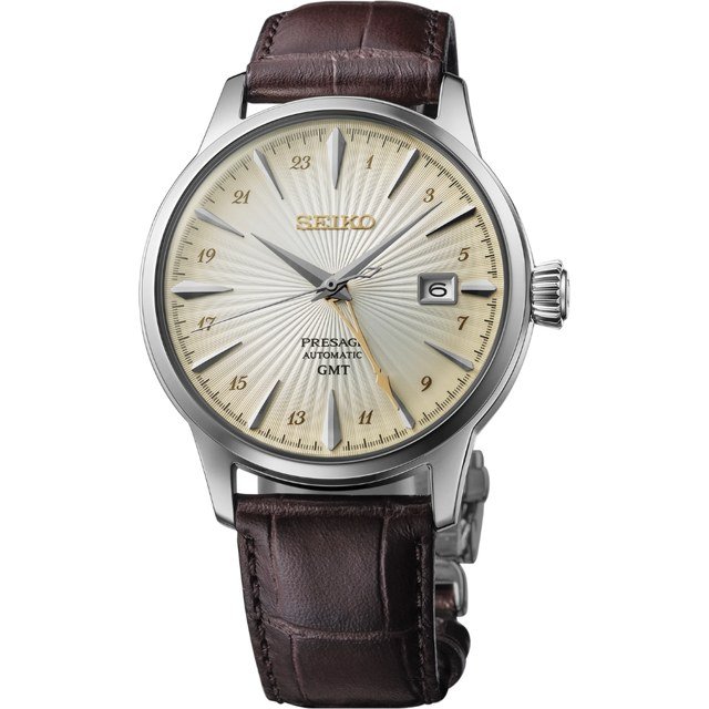 SSK041J1 Reloj Seiko Presage Cocktail GMT de hombre correa de cuero